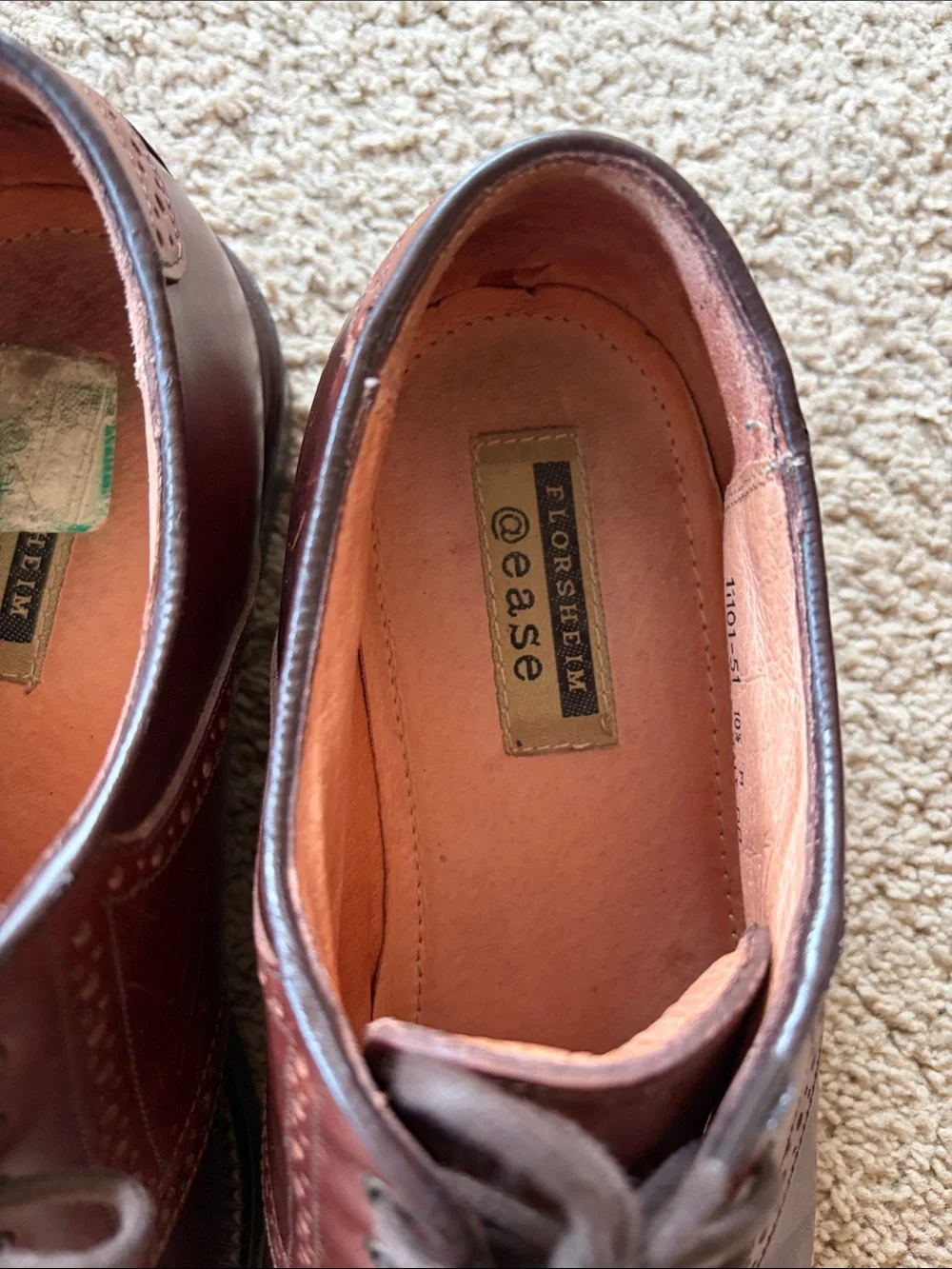 Florsheim @ ease Two-tone Brown Leather Oxford Brogue Saddle Shoe Mens 10.5 M